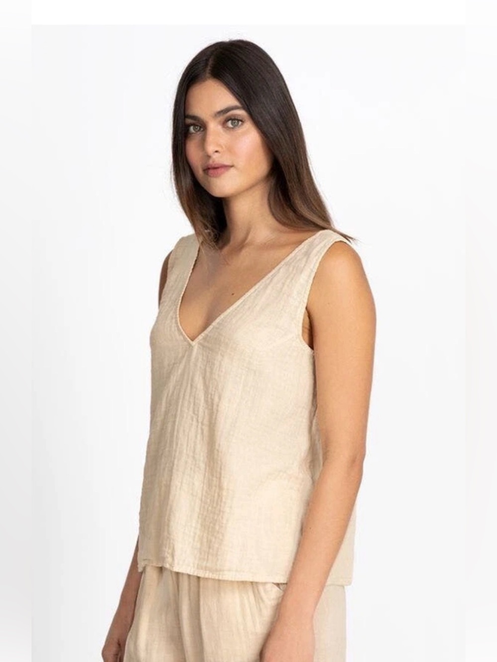 NWOT johnny was CALME drape tank top in ivory Size XL